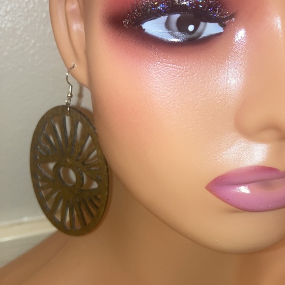 Crafted Wooden earrings - Picture 2 of 4